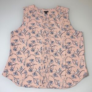 Ann Taylor pink floral sleeveless blouse XL
